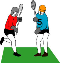 <center>Both Players Have Their Sticks 
in the “Box”—The Area Above the 
Stick-Side Shoulder, Next to the Ear</center>